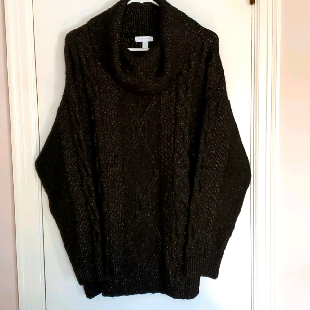 Women's Charter Club Glitter Cowl Tunic Sweater